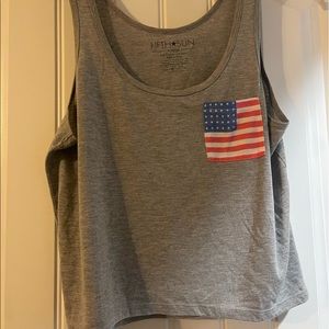 American flag grey tank